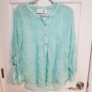 Chico's Sea Foam Green Button Up Tunic (Size 1)